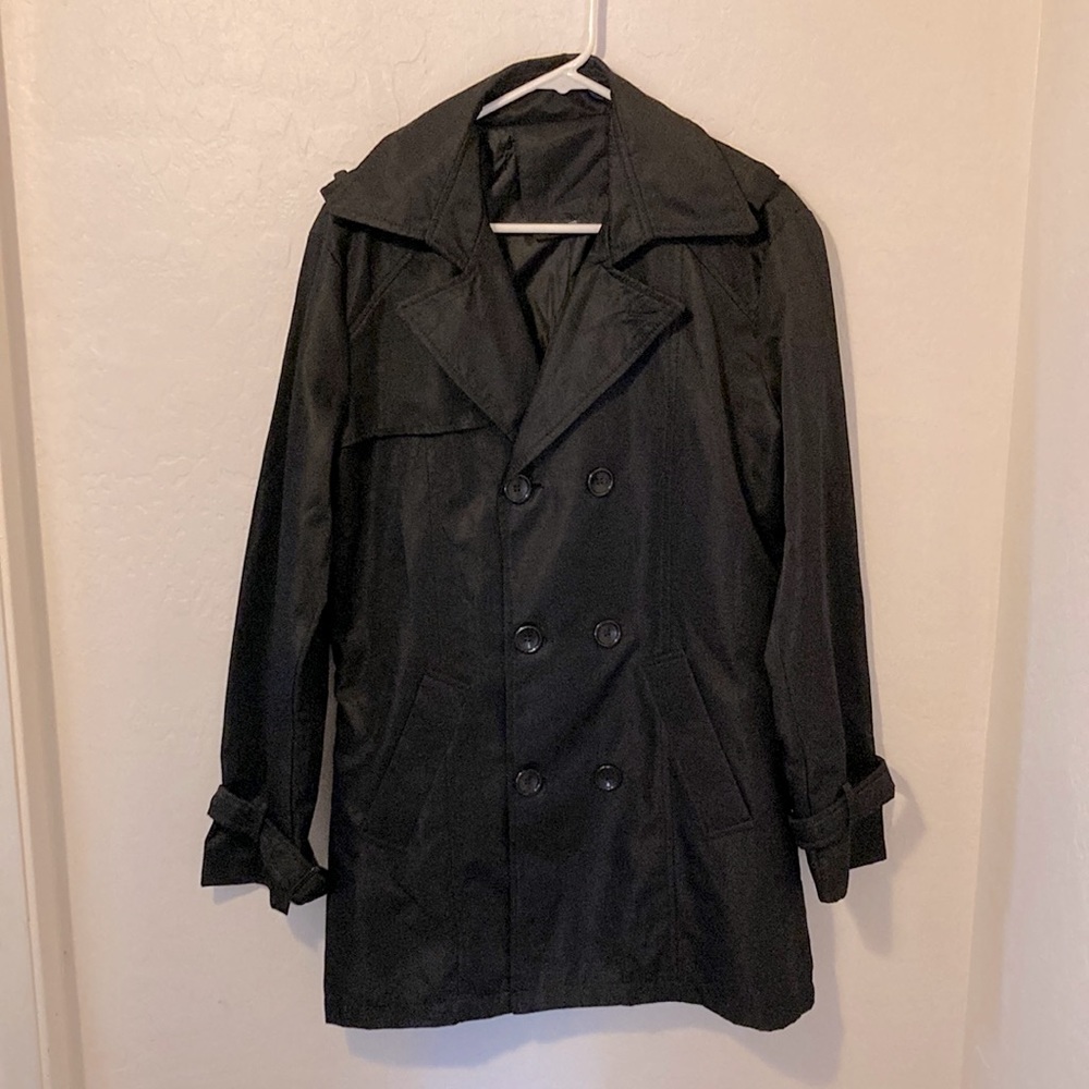 Black Pea Coat Jacket with Wrist Sinch Straps